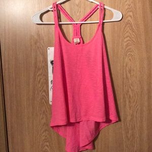 Pink tank top with braided straps